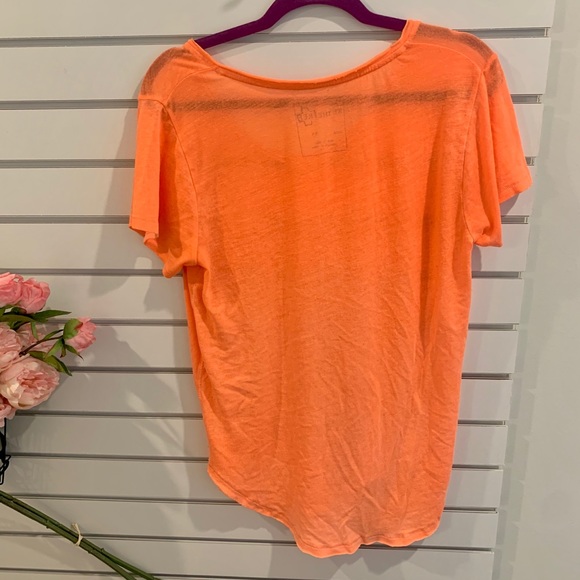 Free People Vneck tshirt neon orange/ peach - Picture 6 of 8